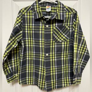 Healthtex Lime and Charcoal Plaid Shirt